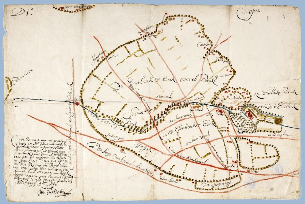 Kaart van Eertbeek in 1662